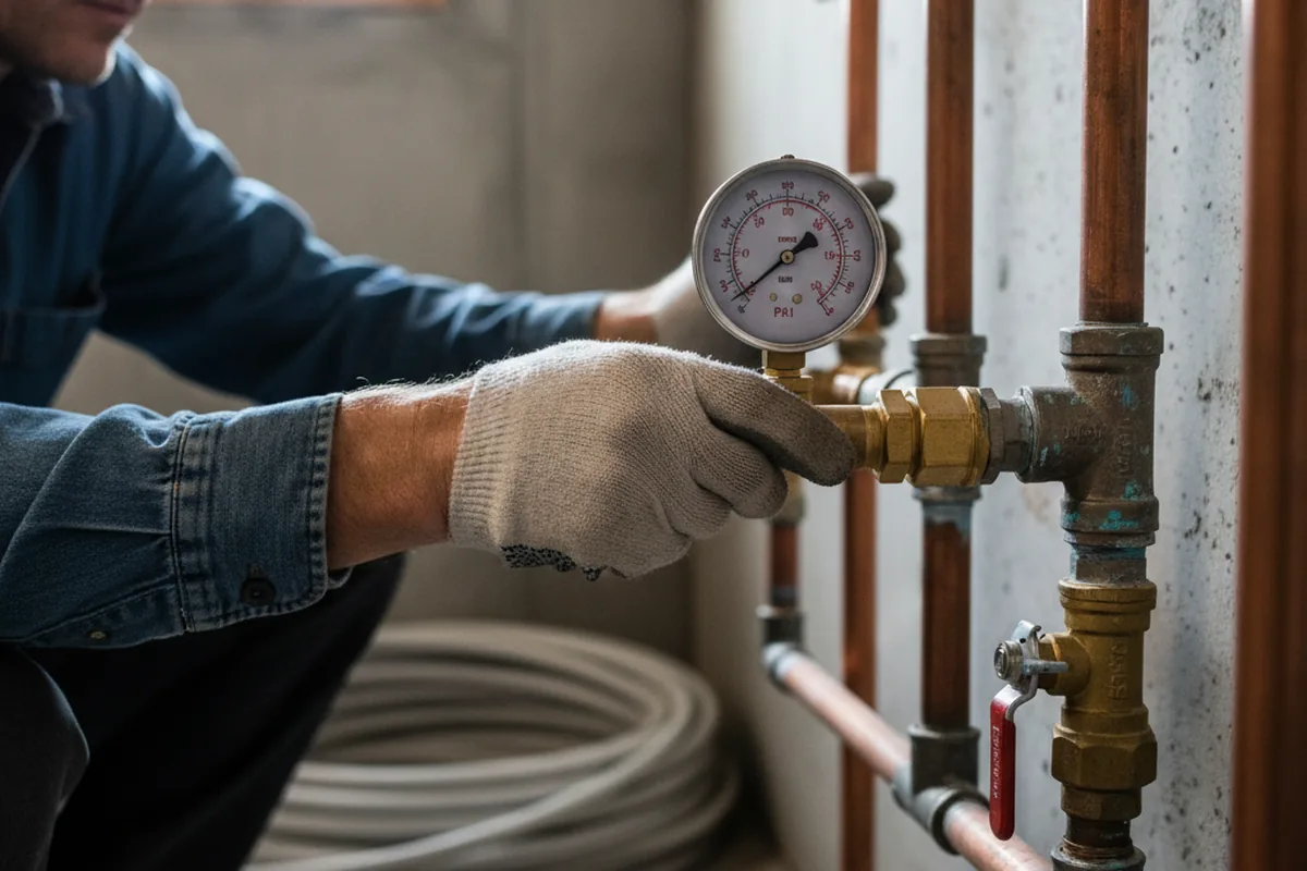 Pressure testing a repaired line during Water Line Repair in Atco